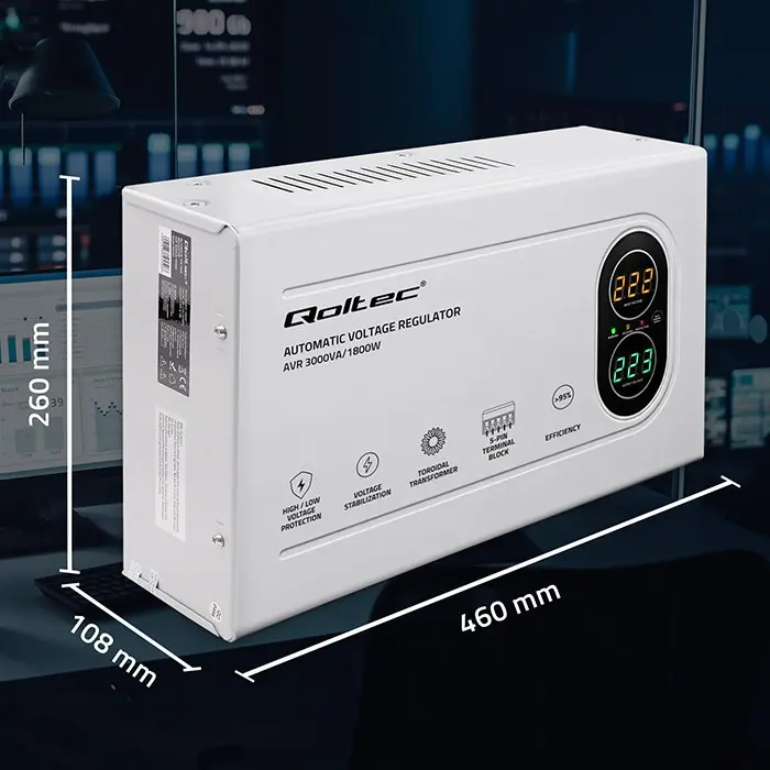 Qoltec AVR 3000VA 1800W Automatic Voltage Regulator Photo 6