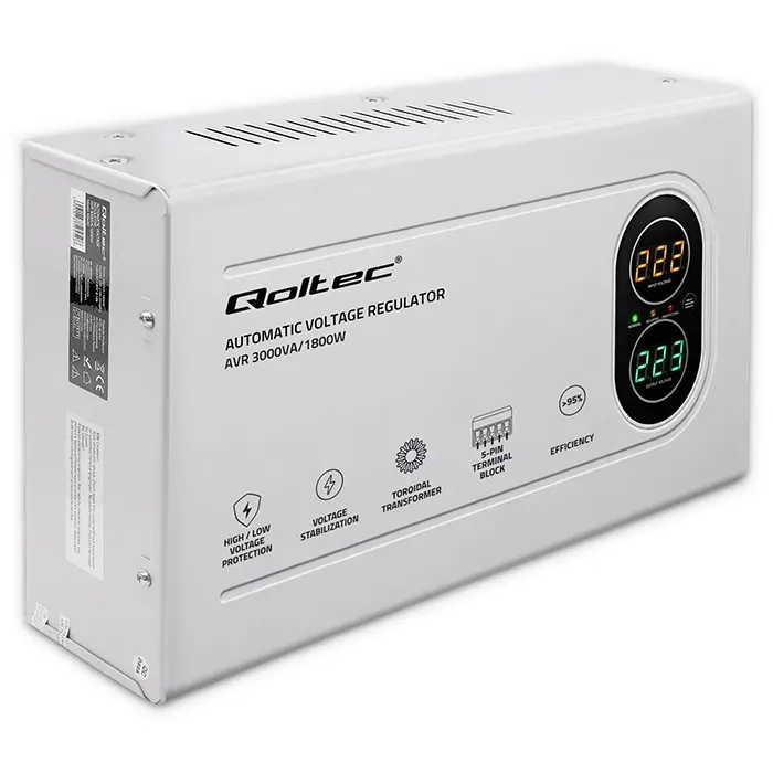 Qoltec AVR 3000VA 1800W Automatic Voltage Regulator Photo 7