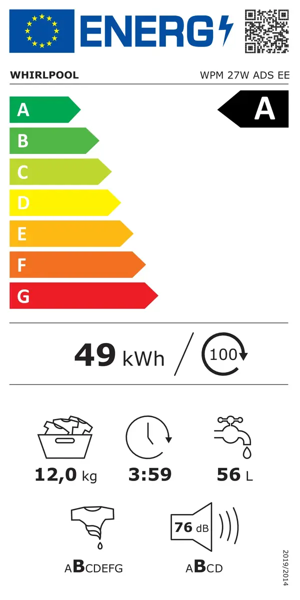 Стиральная машина Whirlpool WPM 27W ADS EE | 12 кг, 1400 об/мин Photo 2