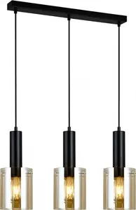 Italux Sardo PND-5581-3-BK+AMB moderns piekaramais gaismeklis, 3-lampu melna griestu lampa