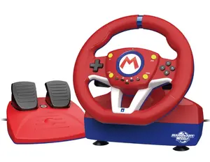 Hori NSX-122E Racing Wheel Wired Gaming Controller for Nintendo Switch 2 in Red and Blue