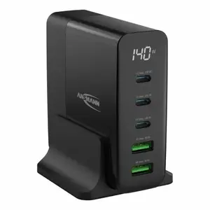 ANSMANN DC5140PD Universal USB Fast Charger 140W with 2xUSB-A and 3xUSB-C Ports, Black