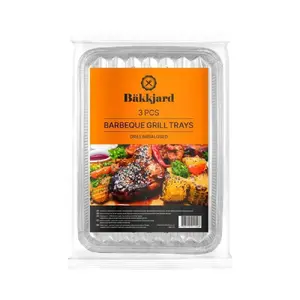 BÄKKJARD Grill Trays, 3-Piece Set for Meat, Fish, and Vegetables, Aluminum Foil