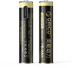 Orico Ener-G EG7C AAA 1.5V 500mWh Lithium Rechargeable Battery with USB-C Charging Cable, 2-Pack