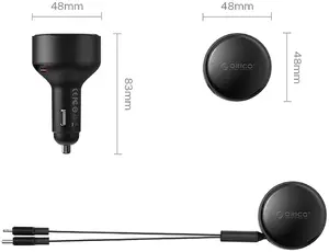 ORICO Dual Stretch Car Charger 60W with Retractable USB-C and Lightning Cables