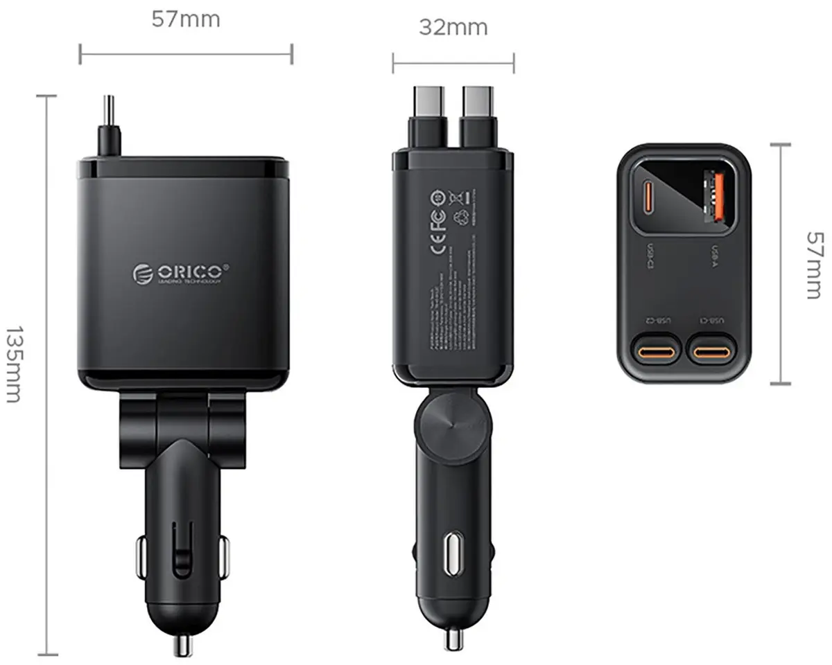 Orico Twin Reach automašīnas lādētājs 45W
