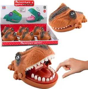 LeanToys Gra Zręcznościowa Gryzący Atakujący Dinozaur Brązowy