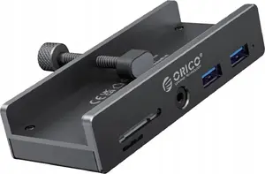 HUB USB Orico HUB montowany na zacisk input: USB-C / output: 2x USB-A 3.0, + SD&TF + 3,5mm Audio - srebrny