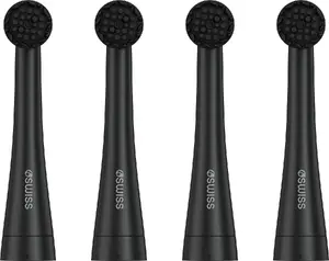 4Swiss ST216 Electrosonic Care+ Rotating Toothbrush Heads, 4-Pack, Black