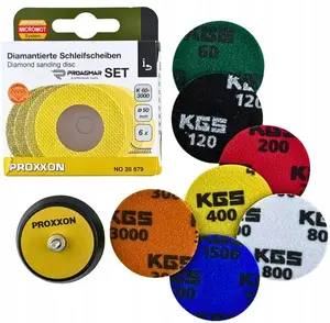 Proxxon 28679 Diamond Abrasive and Polishing Disc Set, 50 mm, 7-Piece with Foam Pad
