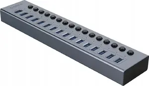 HUB USB Orico HUB 16-portowy z włącznikiem USB-A 3.0 - szary