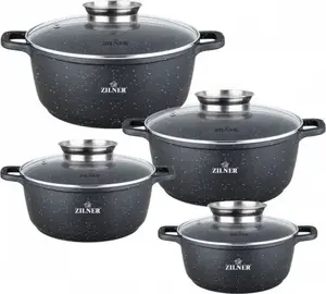 Zilner ZL-8900 Marble Cookware Set, 4-Piece Pot Set, 16/20/24/28 cm