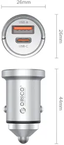 Orico MiniRing Pro Car Charger 45W with USB-A and USB-C Ports - Silver