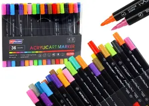 Lean Double-Sided Markers Set, 36 Pieces for Ceramics, Glass, and Fabric