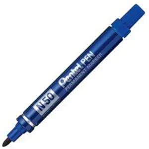 Pentel N 50 Permanent Marker, Bullet Tip, Blue, 12-Pack
