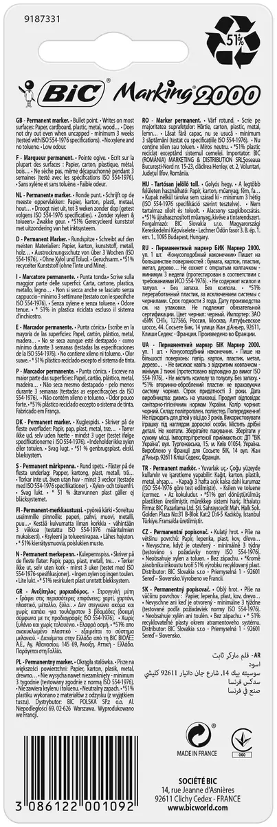 BIC Marking 2000 Ecolutions pastāvīgais marķieris Photo 2