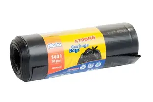 Plasta Garbage Bags, 140 L, 40 µm, Black, 10 Pieces
