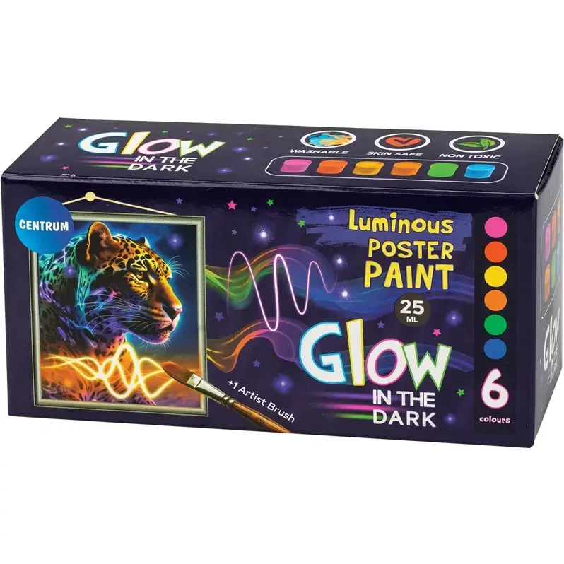 Centrum 81228 Glow-in-the-Dark Gouache Paints, 6 Colors Photo 3