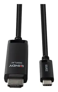 Lindy 43435 video kabeļu aksesuārs 3 m USB Veids-C HDMI Melns