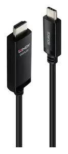Lindy 43436 video kabeļu aksesuārs 5 m USB Veids-C HDMI Melns