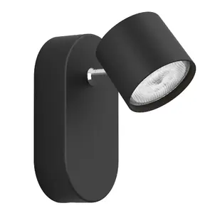 Philips Star LED Ceiling and Wall Spotlight, 4.5W, 500lm, 2700K, Dimmable, Black