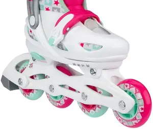 Nijdam Sk8 Star Adjustable Roller Skates, White and Pink, Size 37-40