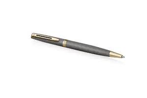 Шариковая ручка Waterman Hémisphère с поворотным механизмом, синие чернила, золотисто-серая отделка
