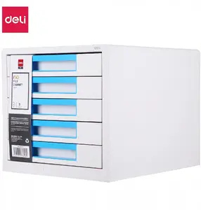 Deli Rio Desktop Organizer with 5 Drawers, White and Blue