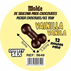 Diablo Picante Chocolate Mold with 12 Penis-Shaped Cavities, Vanilla Silicone