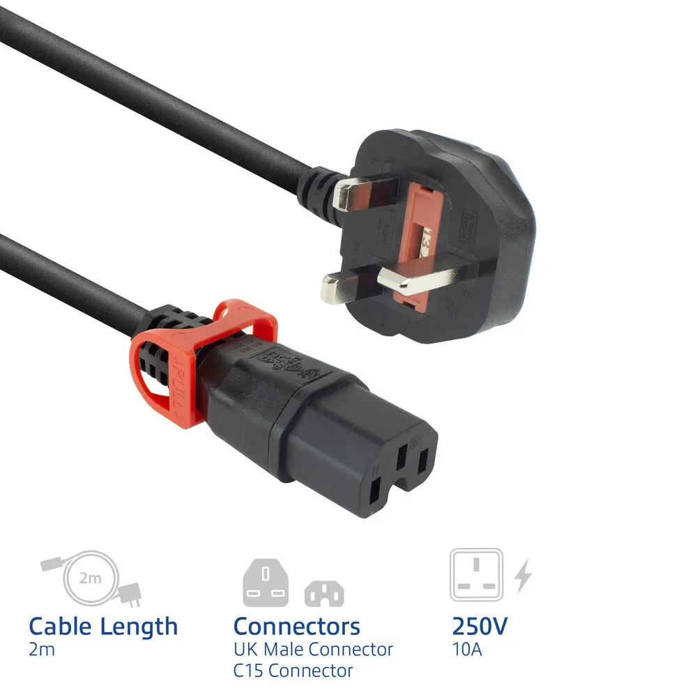 ACT Powercord UK male - C15 IEC Lock+ 2 m PC3884 Photo 3