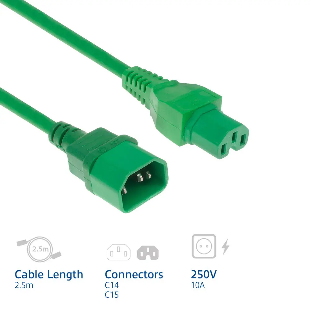 ACT Power Cord C14 to C15 Green 2.5m Photo 6