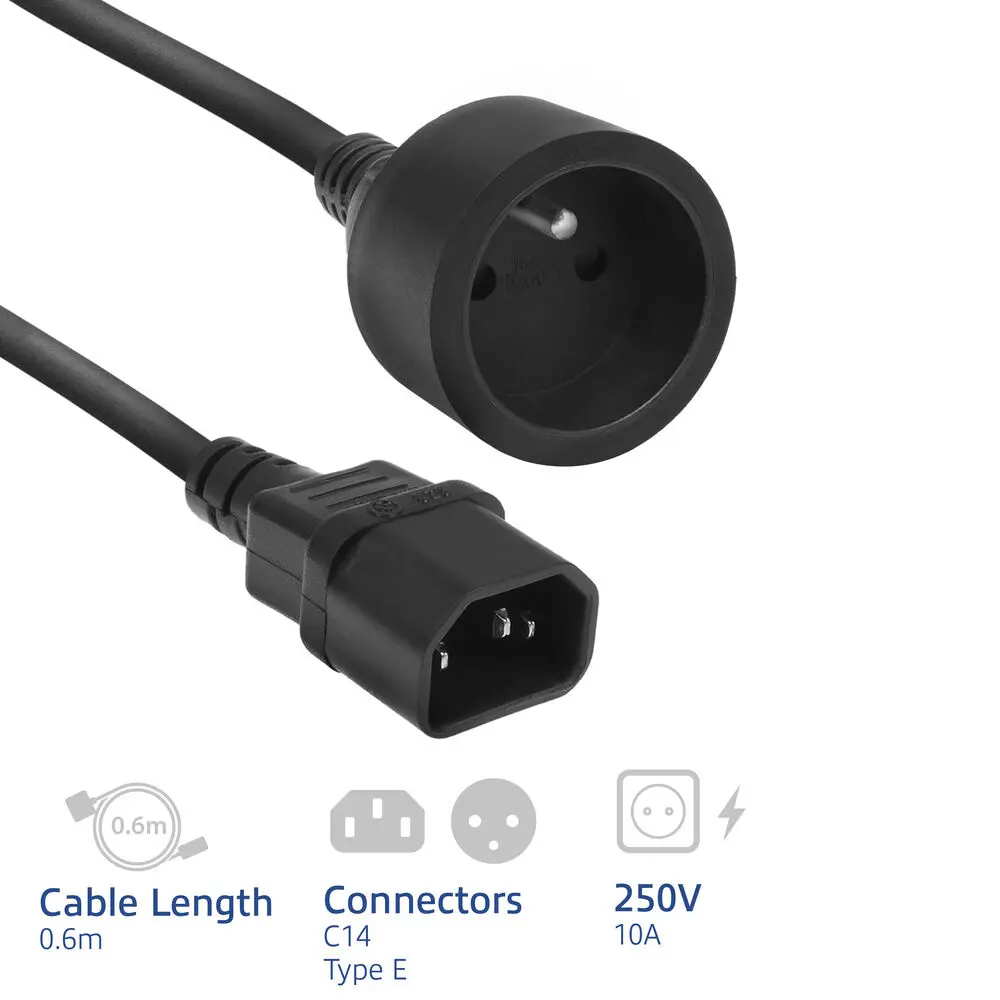 Сетевой кабель питания ACT IEC C14 - Type E 0.6м Photo 2
