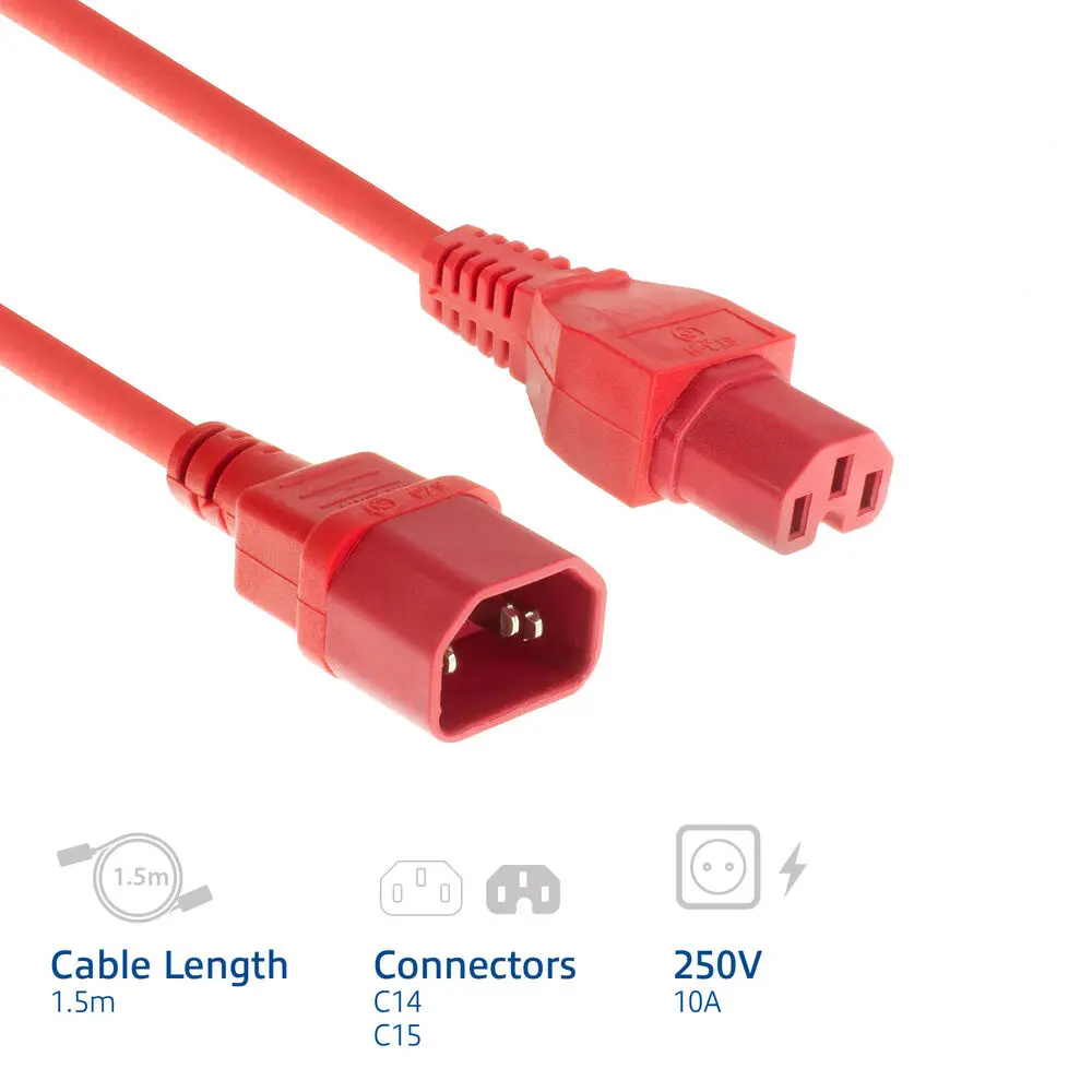 Кабель питания ACT C14 - C15 красный 1.5 м Photo 6