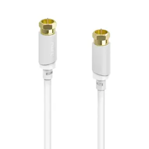 Hama 00202033 Coaxial Cable, 3 m, F-type to F-type, 75 Ohm, 120 dB, White