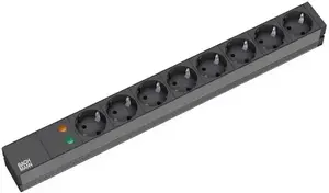 Bachmann 19-inch Power Strip 8x Schuko Outlets 2m H05VV-F 3G 1.5mm² Cable Aluminium Black