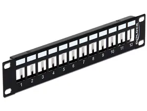 DeLOCK 12-Port Keystone Patch Panel 1U Rack Mount Black