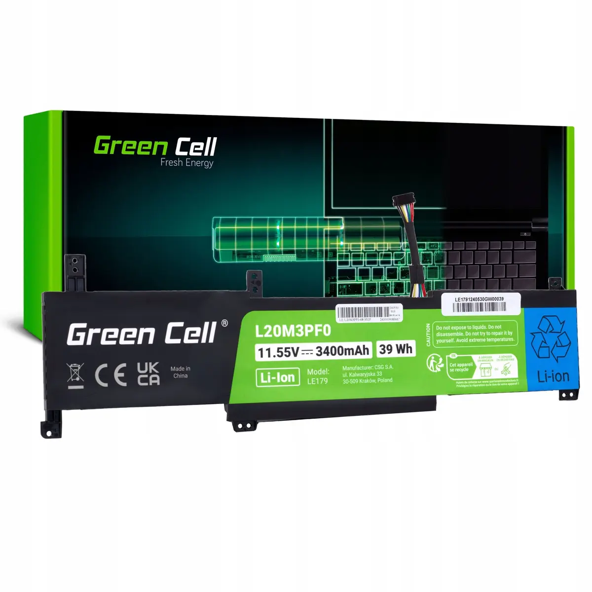 Green Cell L20M3PF0 klēpjdatora akumulators Lenovo
