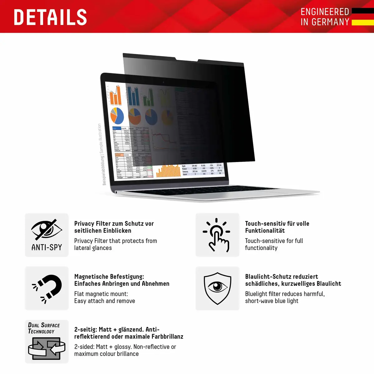 Фильтр конфиденциальности Displex PRIVACY SAFE для MacBook Pro 14.2 Photo 2
