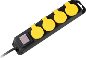 Сетевой удлинитель Rebel Electro URZ3630 с выключателем, 4 розетки, 1.5 м, IP44