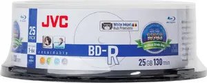 JVC JVC BD-R 25GB 6X INKJET WHITE PRINTABLE ARCHIVAL WATERPROOF PHOTO GLOSSY CAKE*25 70L71KJCK0006