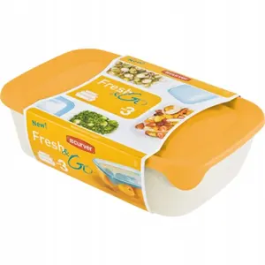 Curver Fresh&Go Square Food Container Set 0.5L, 1L, and 2L, Orange