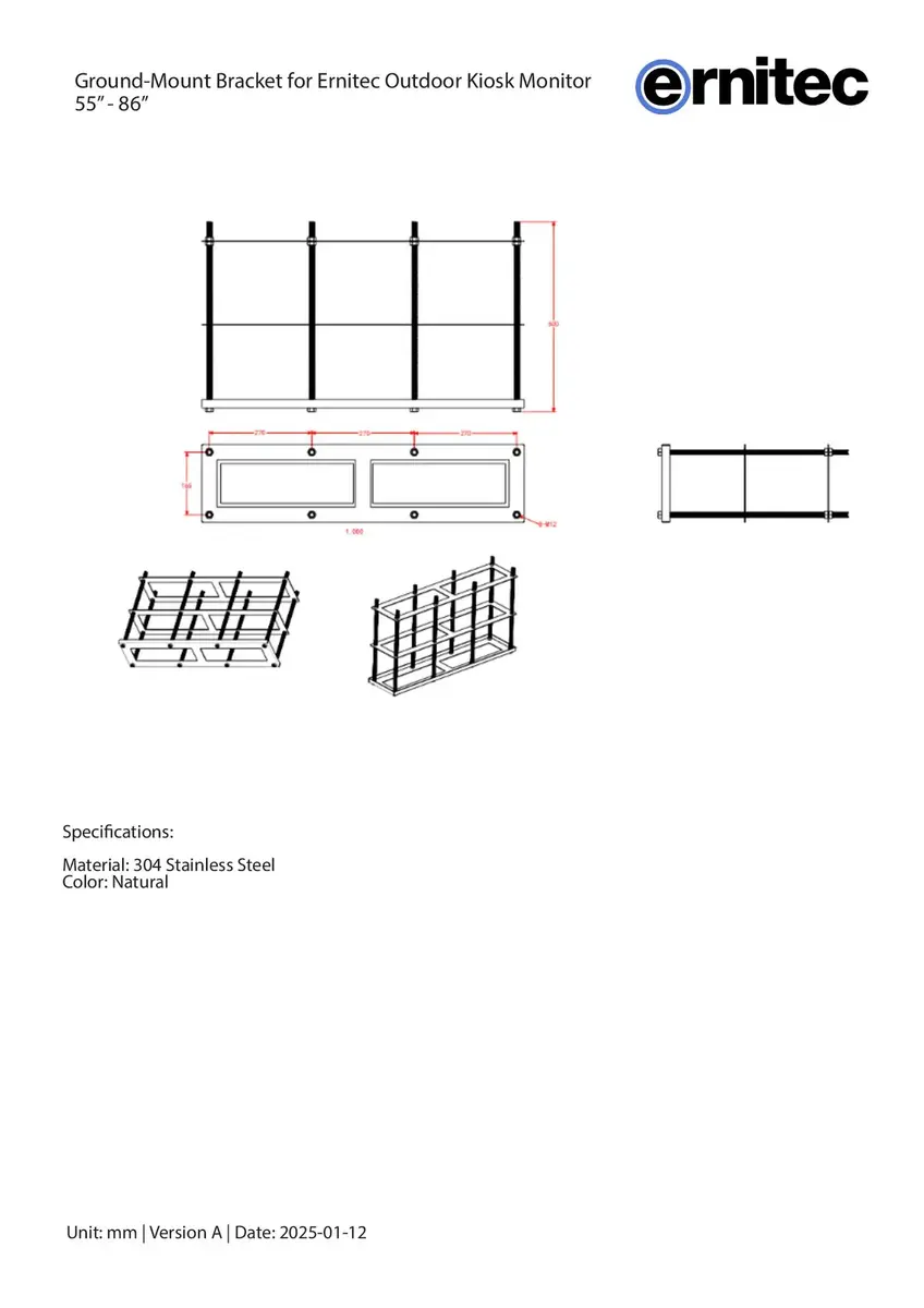 Ernitec 0070-24900-MOUNT-KIOSK Ground-Mount Bracket Photo 4
