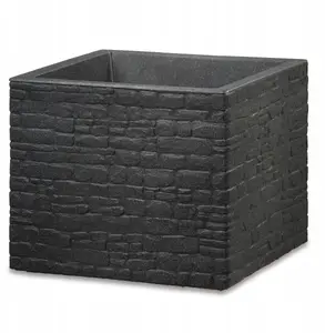 Lumarko puķu pods 246/40 Stony Black, plastmasas, diametrs 40 cm