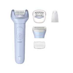 Philips Series 8000 BRE709/00 Cordless Wet and Dry Epilator with 32 Tweezers, Shaver and Trimmer Heads, Blue