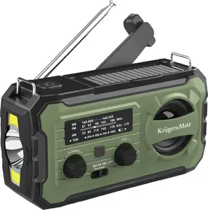 Radio Kruger&Matz Radio solarne, przenośne radio awaryjne SOS, powerbank 10000mAh, latarka, dynamo, Kruger&Matz
