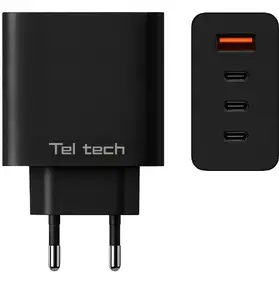 Ładowarka Teltech ładowarka sieciowa GaN USB / 3x USB-C 100W QC PD czarny  TCH-08