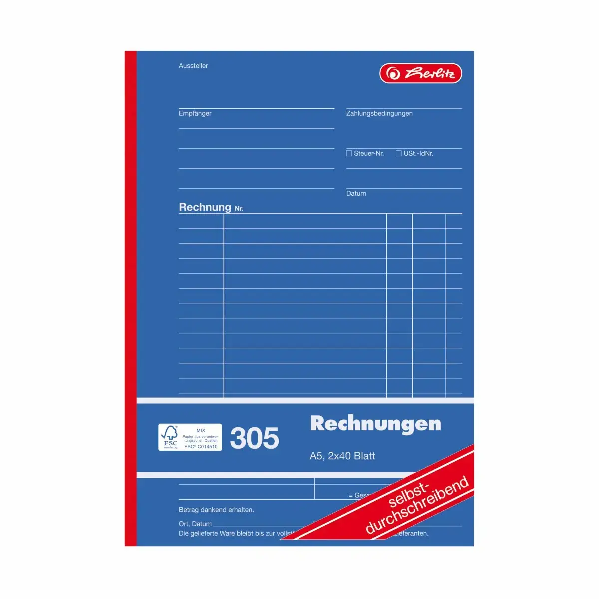 Herlitz 305 A5 Invoice Book, 4-Pack Photo 3