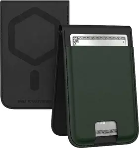 URBAN ARMOR Metropolis Magnetic Wallet Case with Stand Function for Smartphone, Vegan Leather, Olive