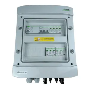 EMITER Hermetic DC/AC Switchgear IP65 with Noark 1000V Type 2 DC Surge Arrester for 2 PV Strings and 2 MPPT