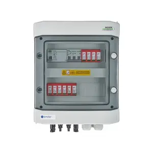 EMITER EM-528_DCAC Hermetic IP65 DC/AC Switchgear for 2 PV Strings with Dehn Surge Protection, 16A 3-Phase, and RCD